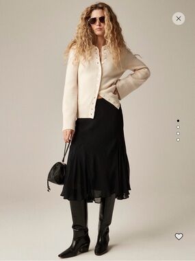 J Crew Gwyneth flounce hem midi skirt black XS New